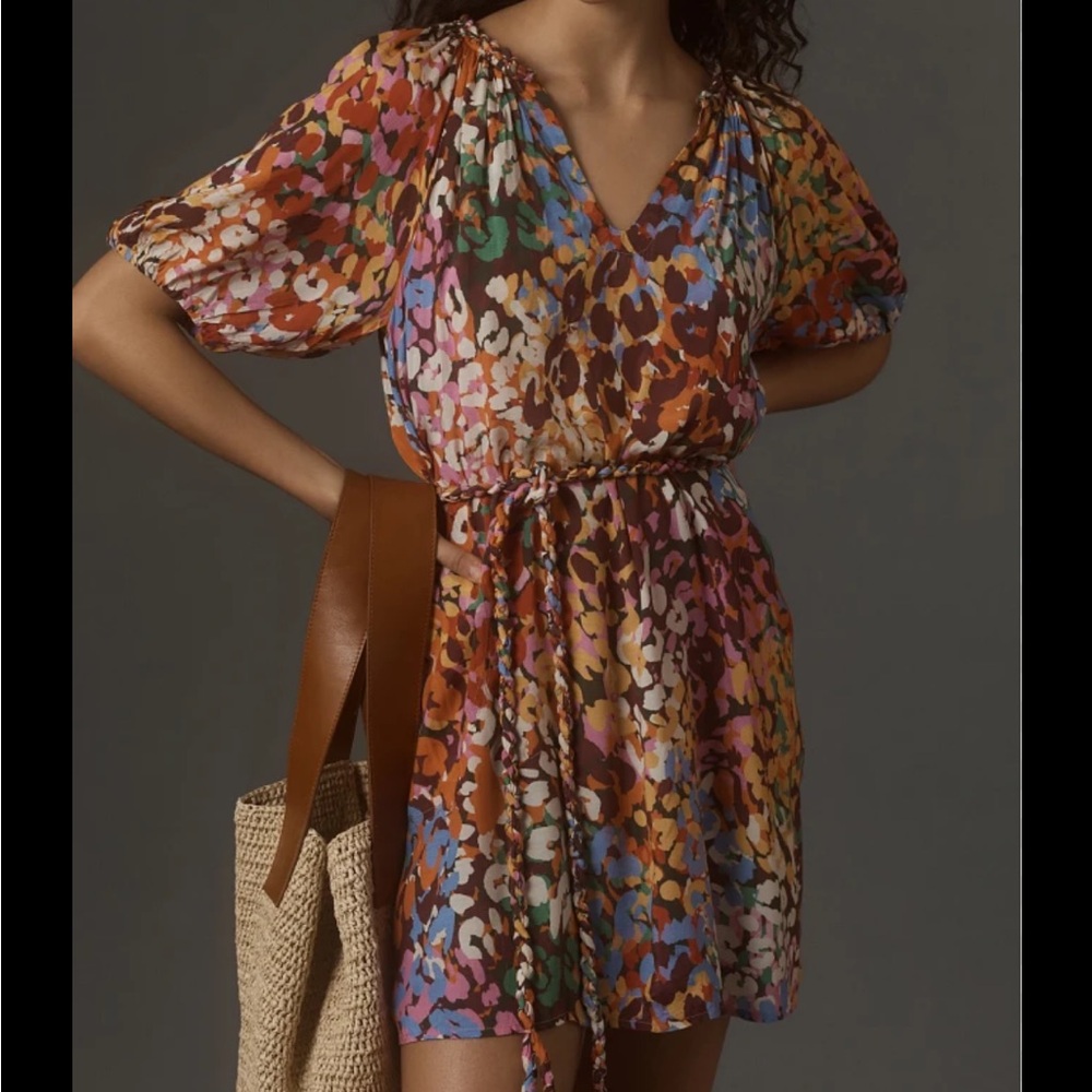 Anthropologie Colorful Floral Mini Dress